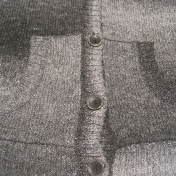 RUFF HEWN Women's Grey and Brown Wool Blend Knit Hooded Button Cardigan Size L - Picture 2 of 5